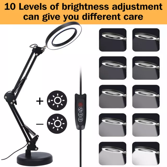 Magnifying Glass with LED Light 10X Magnifier Crafts Reading Desk Stand Lamp AU