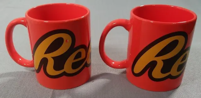 Galerie Hershey's Reese's Mug Set of 2 Orange Ceramic Coffee Cups Candy