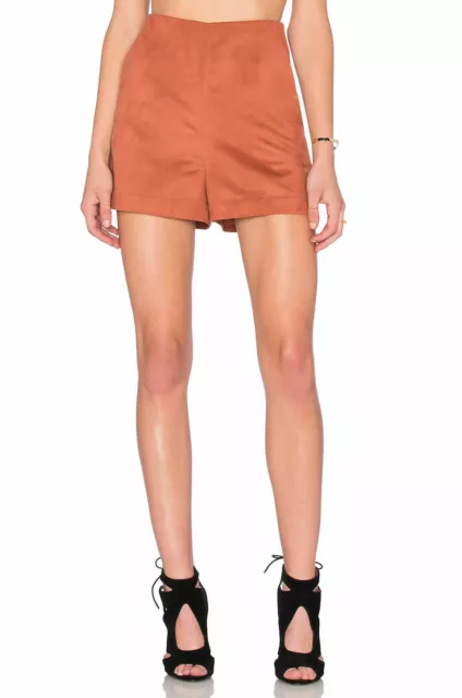 Sanctuary Clothing Womens Copper Marni Faux Suede Side Zip Shorts NWT