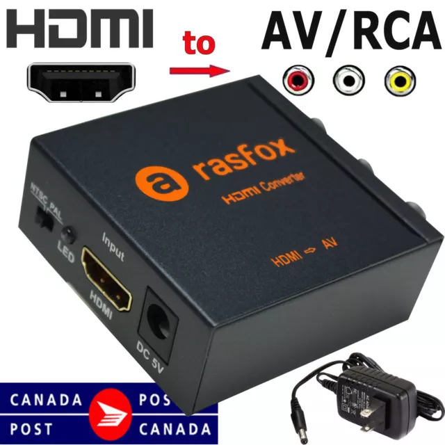 Rasfox HDMI to CVBS RCA AV Video Composite Converter Adapter Box 720p 1080p