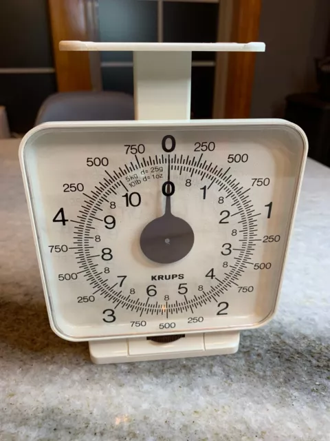 Vintage/Retro/Mod Mid Century Modern White Krups Kitchen Scale 10lbs/5Kg w/TARE