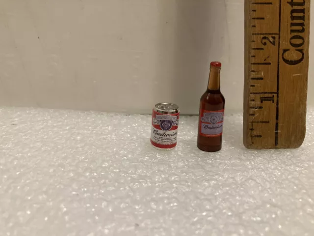 Budweiser Miniature Beer Can And Bottle. One Of Each. Tiny Treasures. Empty