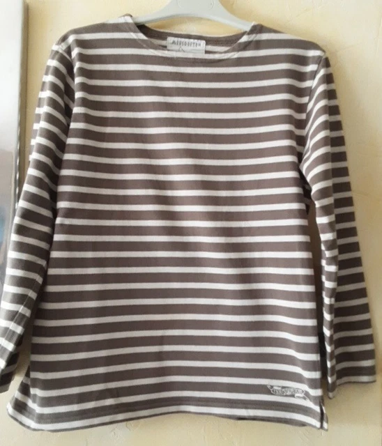 Pull rayé marron/crème taille 38 Mousqueton Femme