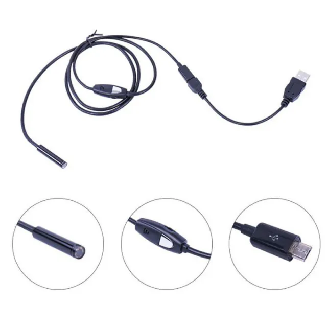 7mm 6 LED USB endoscope Borescope waterproof inspection tube camera 1m 5m 3