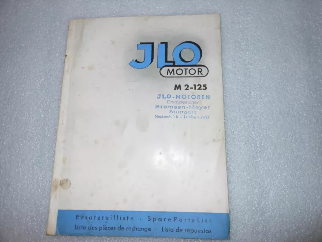 JLO     ILO  M2- 125  Motor Ersatzteilliste Spare Parts List 1955 Original