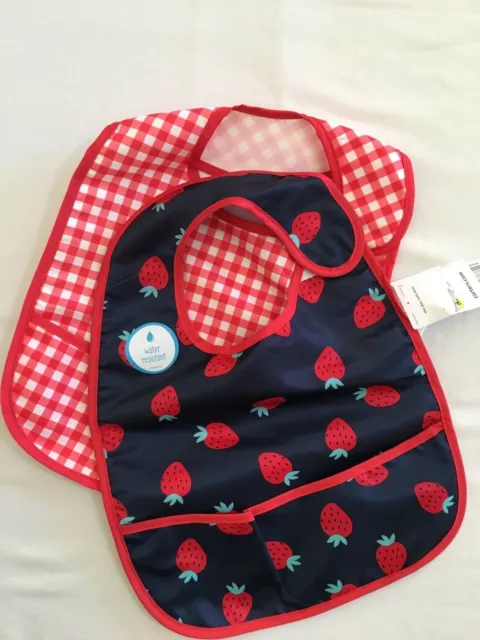 NEW Carter's Baby Girls 2-Pack Feeding Bibs Strawberry