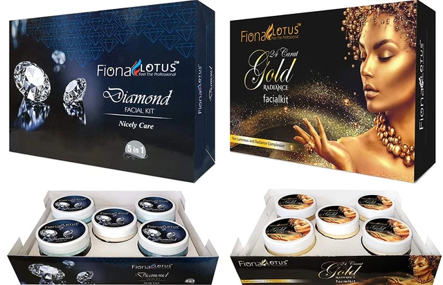 Fiona Lotus Diamante + Oro Facial Kit Combo para Todos Tipo Piel Unisex Set 5