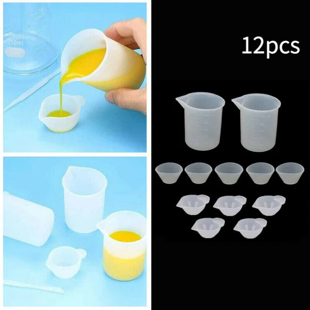 12 pcs Silikonform Messbecher Epoxidharz Kleber Mischen Schmuck DIY Werkzeug BE