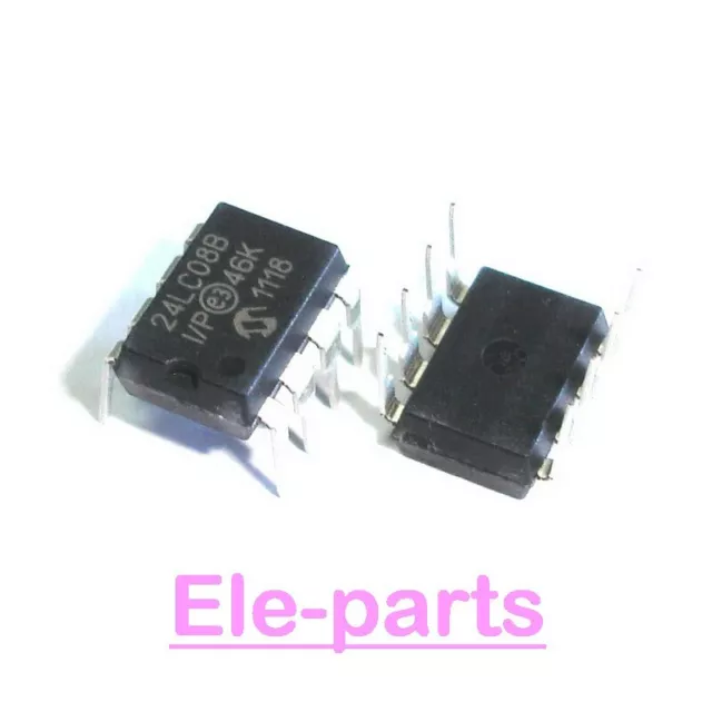 50 PCS 24LC08B-I/P DIP-8 24LC08  CMOS 8K I2C Serial EEPROM IC Chip