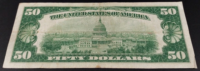 1934 $50 Federal Reserve Note, Chicago! LGS, Light Green Seal! No pinholes! 3