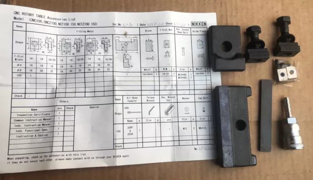 Nikken CNC Rotary Table Accessories Set  #1070 3