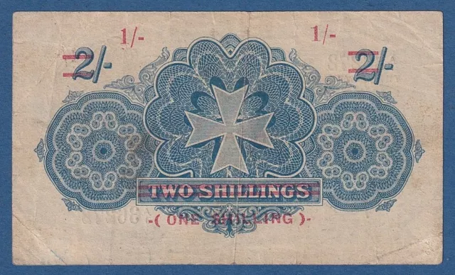 Malta -- 1 Shilling On 2 Shillings Nd ( 1940 - O.d. 1918 ) -- Vf -- A/1 -- P.15 2