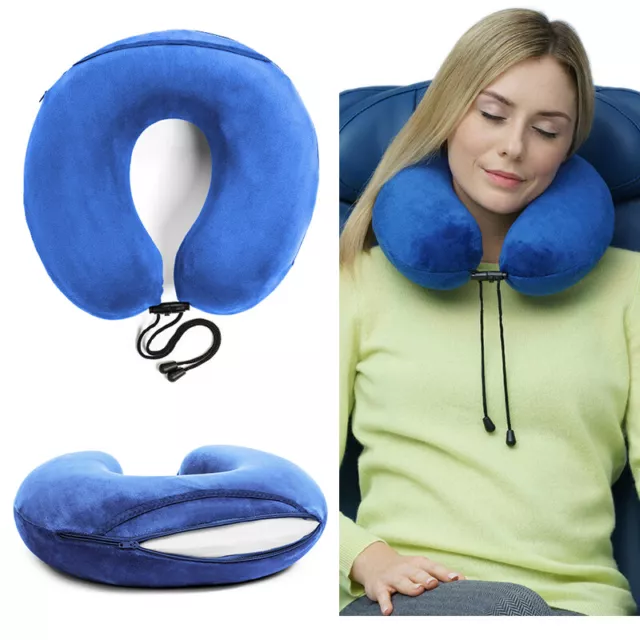Travelrest Curl U-Shaped Neck Pillow Travel Sleep Support Memory Foam (Blue)