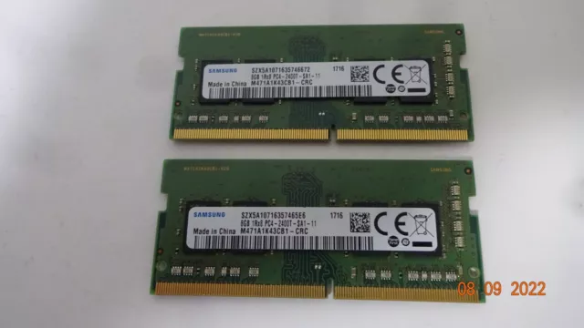16 GB (2x8) DDR4 Samsung SO-DIMM RAM 2400T MHz M471A1K43CB1-CRC 2Rx8