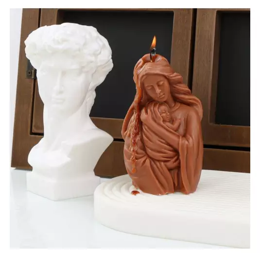 Blessed Virgin Mary With Baby Jesus Sculpture Candle