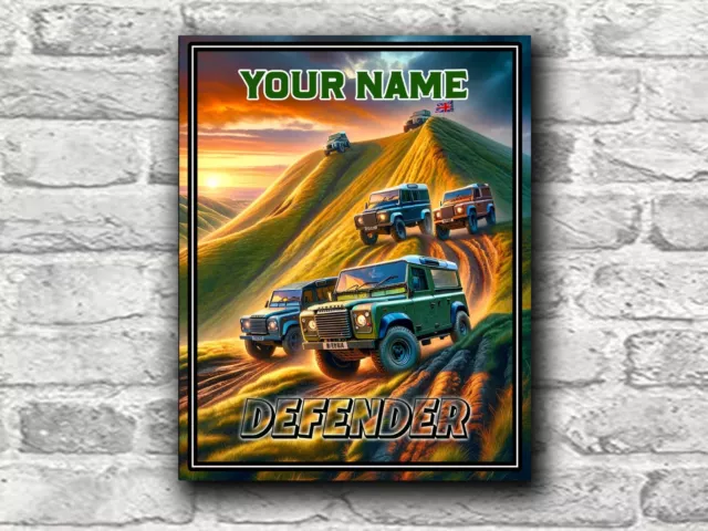 PERSONALISIERTES Land Rover Defender 4x4 Metall Retro Schild RRSC7 2