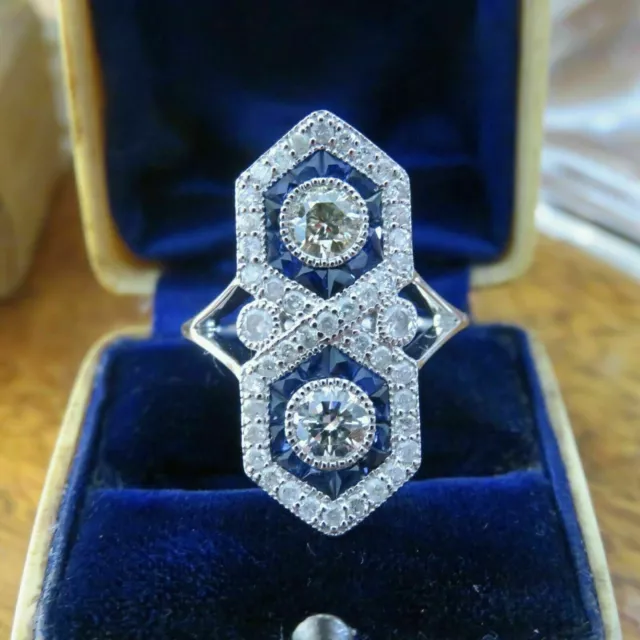 3.31 Ct Round Cut Lab-Created Diamond Victorian 1920's Old Vintage Art Deco Ring