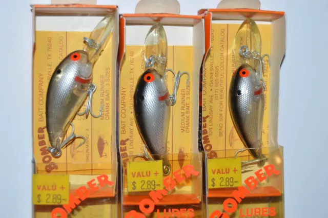 3 LURES OLD package bomber lure model a 6a crankbait lure 1/4oz