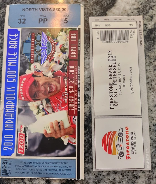 2010 Indianapolis INDY 500 Race Ticket Stub Andretti Stewart Foyt