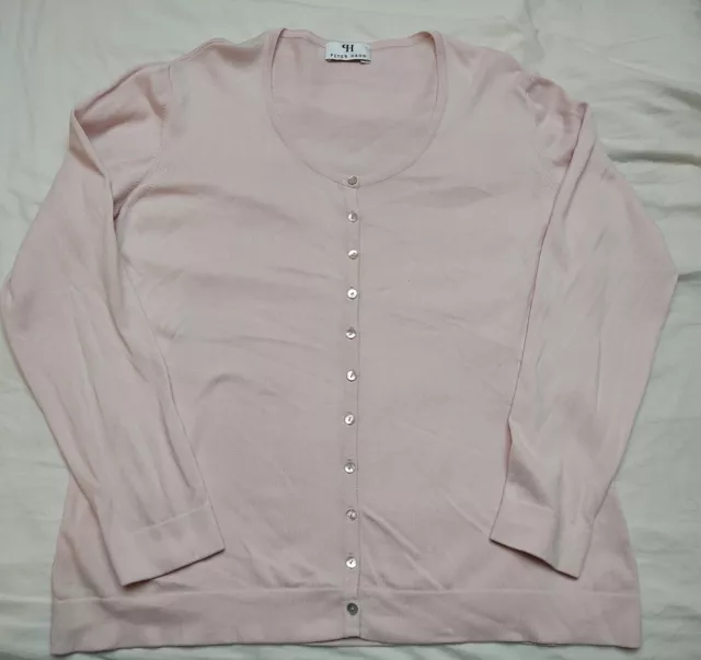 Peter Hahn Womens Pale Pink Cotton Cardigan UK Size 20 New Without Tags