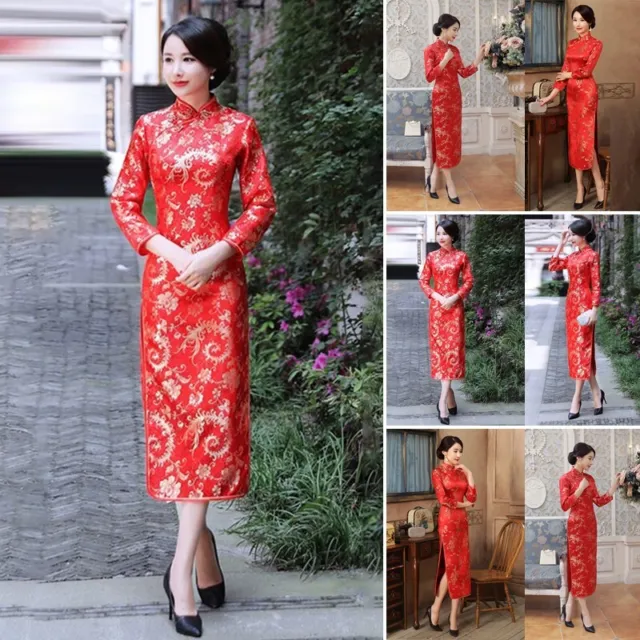 Colletto donna diviso stampato Cheongsam cocktail formale cinese