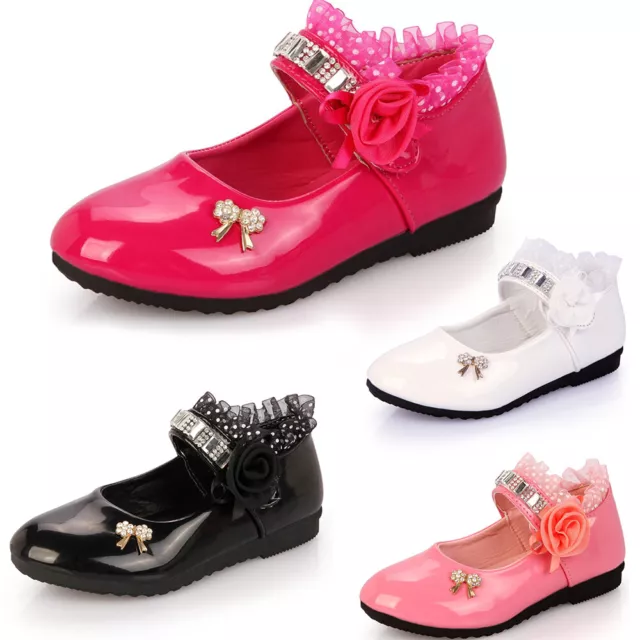 Kids Baby Infants Girls Ribbon Bow Spanish Wedding Party Patent Toddler Shoes Sz
