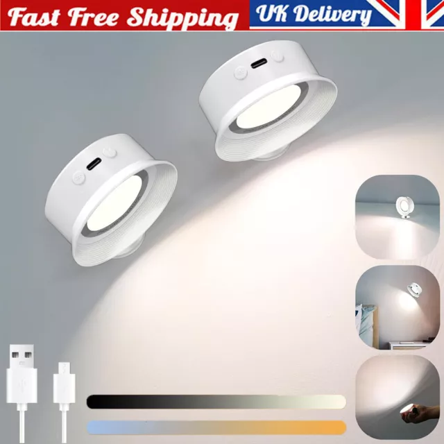 2Pcs Rechargeable Wall Light 360° Adjustable Wall Lamp For Living Room Bedroom