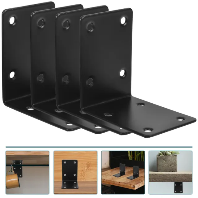 4 Pcs Black Shelf Brackets for Shelves Right Angle Stainless Steel