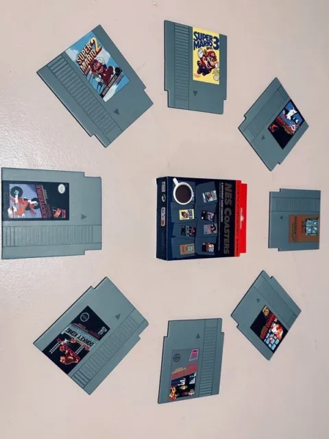 Nintendo NES Classic Video Game Coasters (8) Super Mario, Donkey Kong, Zelda