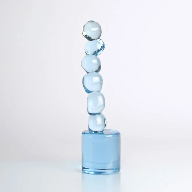 Cenedese Ermanno Nason 1963-72 Único Cristal Murano Tótem 6 Bolas Azul
