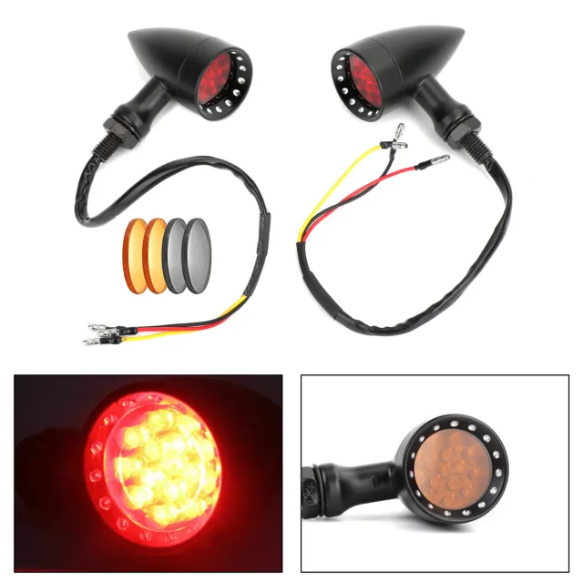 M10 Universal Moto Turn Signal Light Indicators Blinker Bullet Lamp Black US