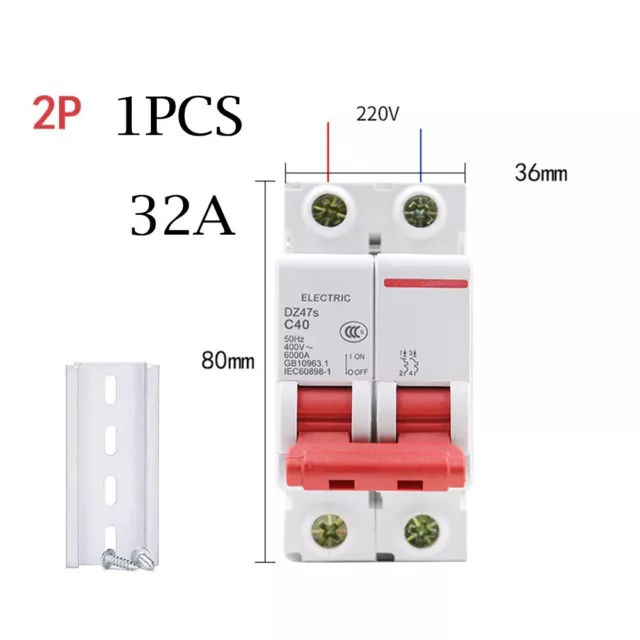 2P 25A 2P 32A 2P 50A 2P 63A interruttore aria domestico interruttore circuito montaggio su rotaia DIN interruttore circuito 2