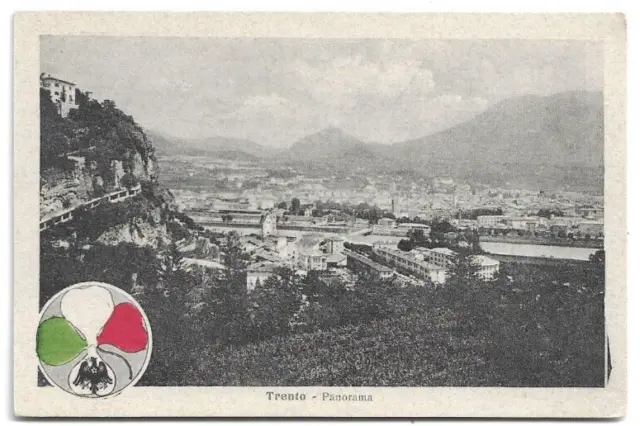 CARTOLINA DI TRENTO ,PANORAMA - QUADRIFOGLIO TRICOLORE  non viaggiata 1917