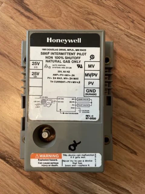 Honeywell S86F Intermittent Pilot Control Non 100% Shutoff Nat Gas S86F1059 25V