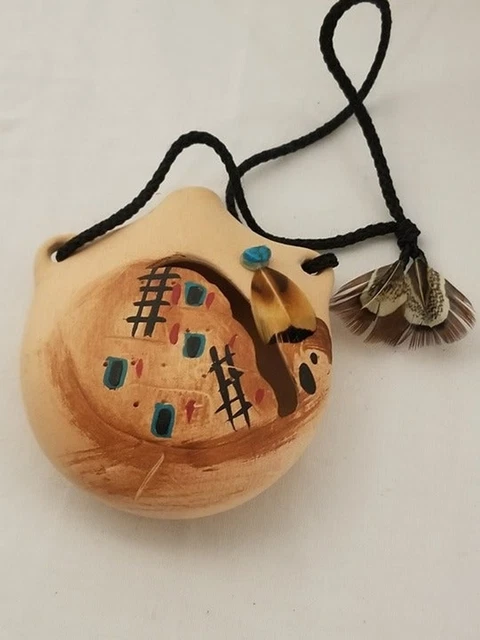 Native American terracotta canteen signed