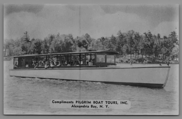 Postcard NY Compliments Pilgrim Boat Tours Alexandria Bay New York RPPC C1