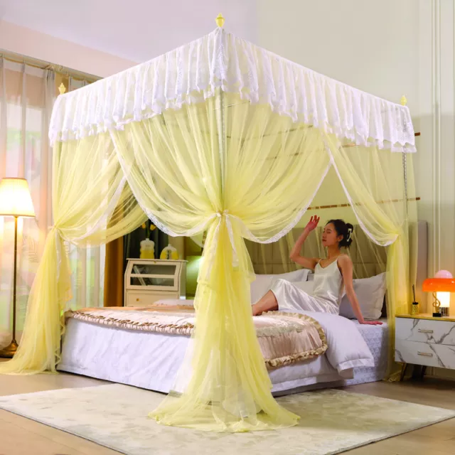 European style palace mosquito net with tubes netting valance solid color queen