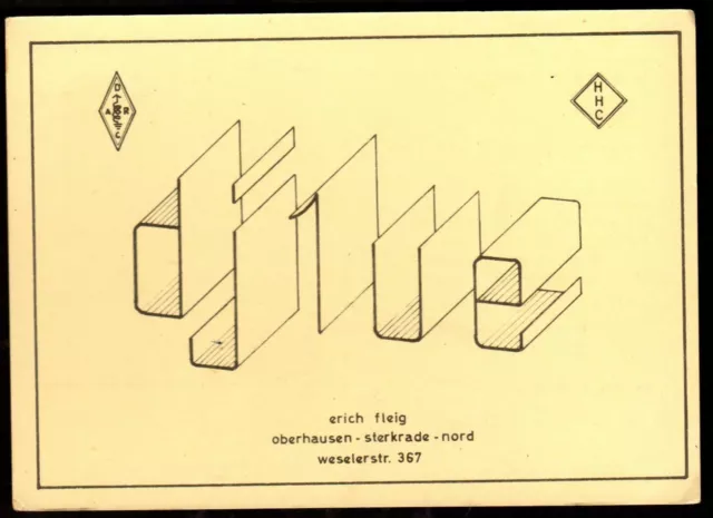 QSL QSO RADIO CARD "Erich Fleig,dj1ug", Oberhausen, Germany (Q3520)