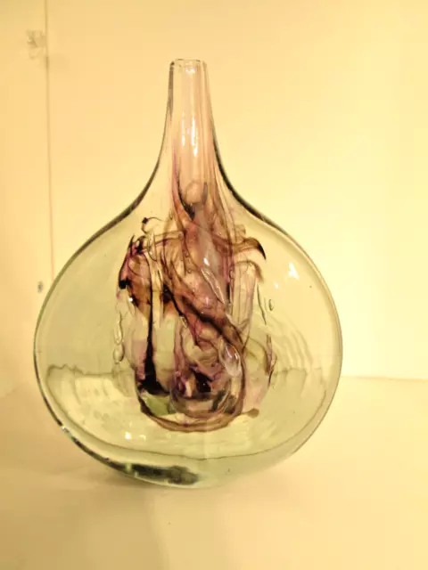 RARE!! KERRY GLASS  'Lollipop Vase' (Isle of Wight Studio Interest) Flame Pontil