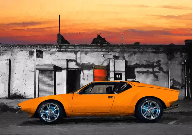 Automotive Art - De Tomaso Pantera  - Hand Finished, Limited Edition (25)