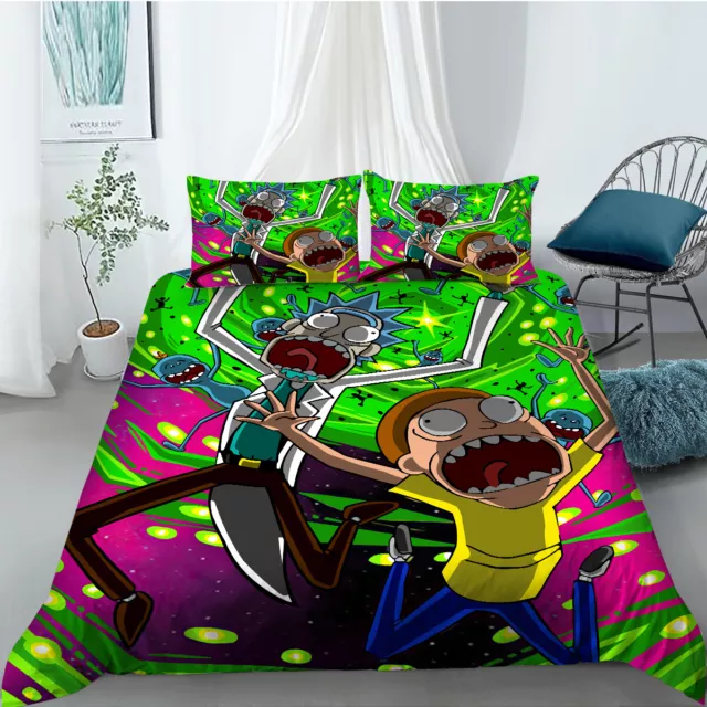 Quilt Duvet Doona Cover + Pillowcase Bedding Set - Rick and Morty