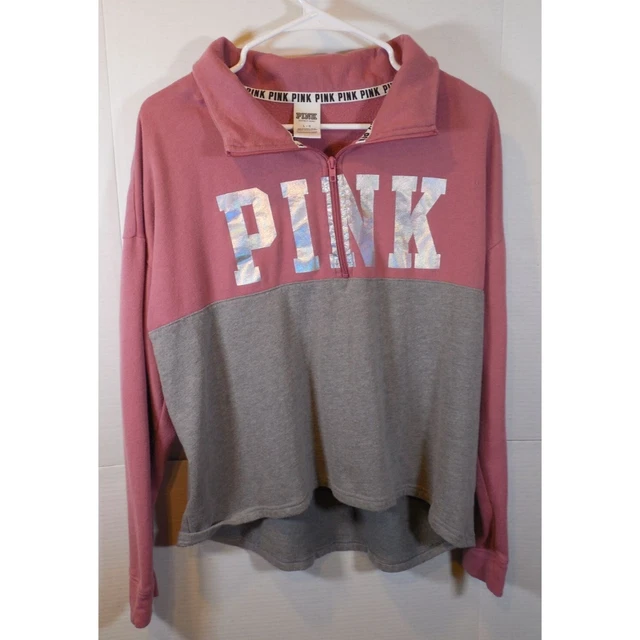 Victoria Secret REFLECTIVE PINK Half Zip Pullover Jacket LRG