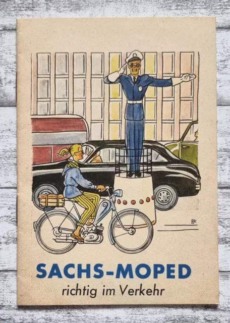 Sachs Moped Verkehr Broschüre Schilder Straßenverkehr Auto Vintage Pfeil Bilder
