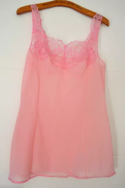 Vintage Unterrock Unterkleid Minikleid DDR ca. Größe 42 rosa durchsichtig Spitze