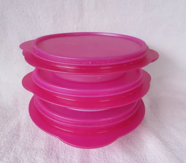 3 x Tupperware  Fuchsia Go Flex Collapsible Containers Bowls 950ml