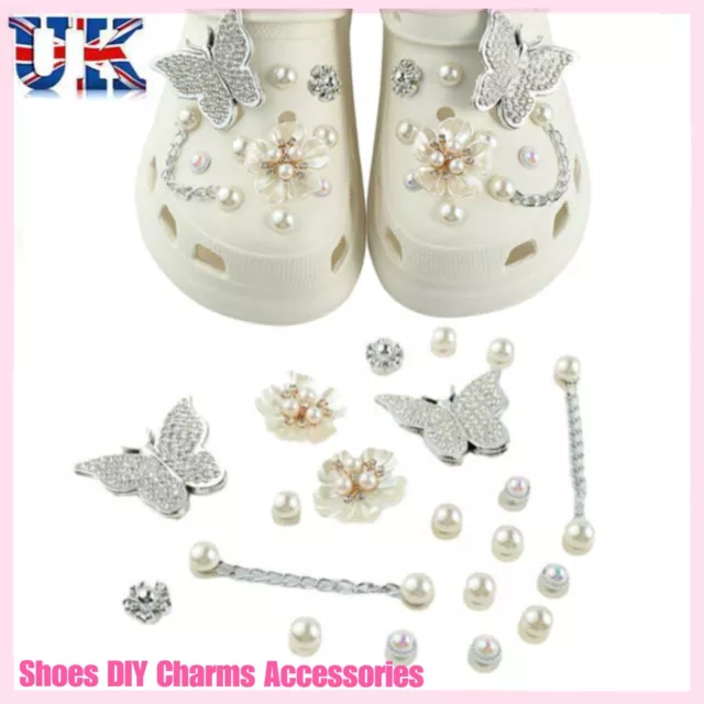 22PCS for Croc Charms Bling Flower Shoe Charms Cute Fashion