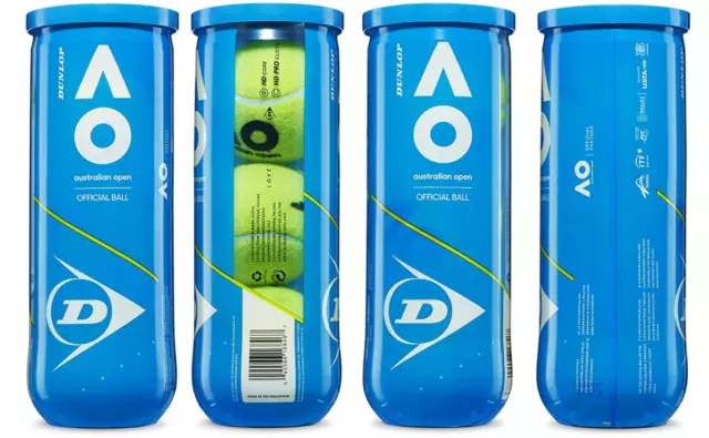 New Australian Open Offical Dunlop Tennis Balls 6 Ball for 2 Cans 3