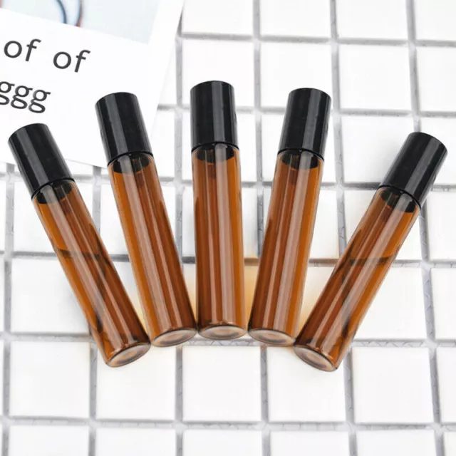 5/10ml Roller Rollerball Perfume Essential Oil Roll On Ball Amber Glass BottleAU 3