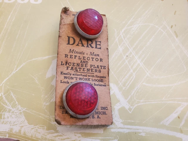 Vintage NOS Dare License Plate Jewel Reflectors Rat Rod Truck Bike Motorcycle
