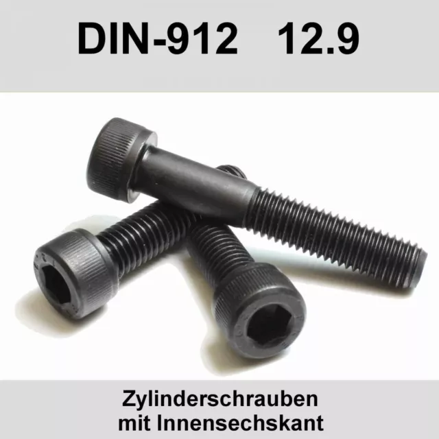 M3 DIN 912 12.9 Stahl Zylinderschrauben Innensechskant blank Zylinder Kopf M3x